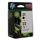 HP C9351A, C9352A No 21 & No 22 Black & Colour Printer Ink Cartridge - Twin Pack 