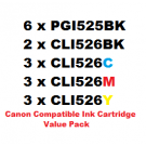 Canon CLI-526 Series and PGI-525 Compatible Cartridges With Chip